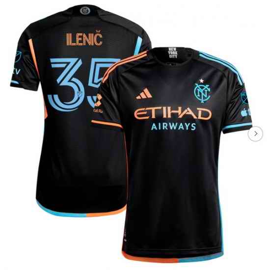 Men's New York City FC Mitja Ileni? adidas Black 2024 24 7 Kit Authentic Player Jersey